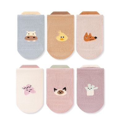 Set 3 Tất Thu Đông Cho Bé Chống Trơn Trượt 0-3 Tuổi Mẫu Hạt Vuông T66