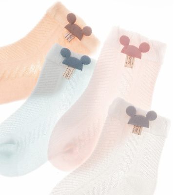 Set 5 Đôi Tất Lưới Thu Đông Cổ Ngắn Cho Bé 0-3 Tuổi Mẫu Mickey & Minnie T74