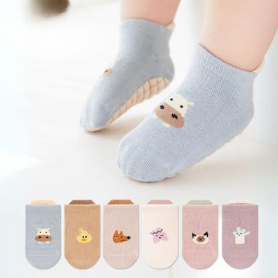 Set 3 Tất Thu Đông Cho Bé Chống Trơn Trượt 0-3 Tuổi Mẫu Hạt Vuông T66