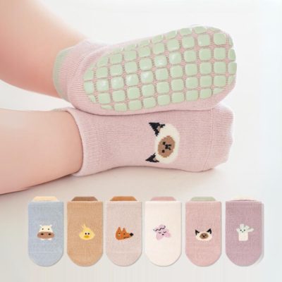 Set 3 Tất Thu Đông Cho Bé Chống Trơn Trượt 0-3 Tuổi Mẫu Hạt Vuông T66