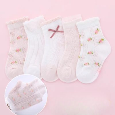Set 5 Đôi Tất Lưới Thu Đông Cho Bé Trai Bé Gái 1-12 Tuổi Tiểu Thư T86