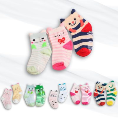 Set 2 Đôi Tất Thu Đông Hàn Quốc Cho Bé 0-3 Tuổi Mẫu Động Vật Smile T77