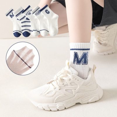 Set 5 Đôi Tất Lưới Cao Cổ Cho Bé Thu Đông 1-12 Tuổi Power CM T62