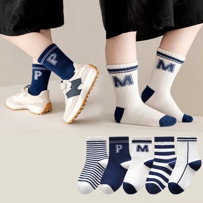 Set 5 Đôi Tất Thu Đông Cao Cổ Cho Bé 0 - 12 Tuổi Mẫu Chữ MP T78