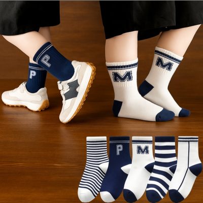 Set 5 Đôi Tất Thu Đông Cao Cổ Cho Bé 0 - 12 Tuổi Mẫu Chữ MP T78