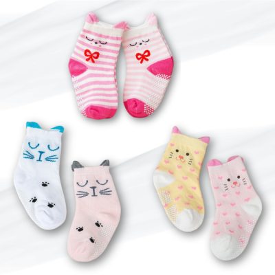 Set 2 Đôi Tất Thu Đông Hàn Quốc Cho Bé 0-3 Tuổi Mẫu Động Vật Smile T77