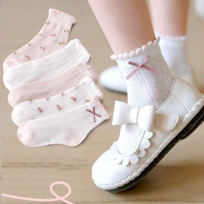 Set 5 Đôi Tất Lưới Thu Đông Cho Bé Trai Bé Gái 1-12 Tuổi Tiểu Thư T86
