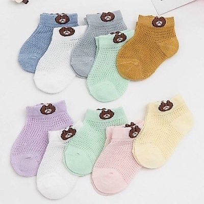 Set 5 Đôi Tất Lưới Thu Đông Cho Bé 0-6 Tuổi Mẫu Tất Lưới Gấu T91