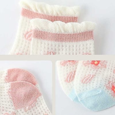 Set 5 Đôi Tất Lưới Thu Đông Cho Bé Gái 1-12 Tuổi Lưới Hoa T61