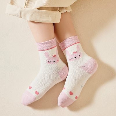 Set 5 Đôi Tất Thu Đông Cao Cổ Cho Bé Gái 1-12 Tuổi Thỏ Bunny T68
