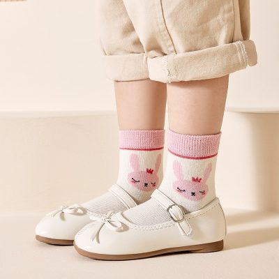 Set 5 Đôi Tất Thu Đông Cao Cổ Cho Bé Gái 1-12 Tuổi Thỏ Bunny T68