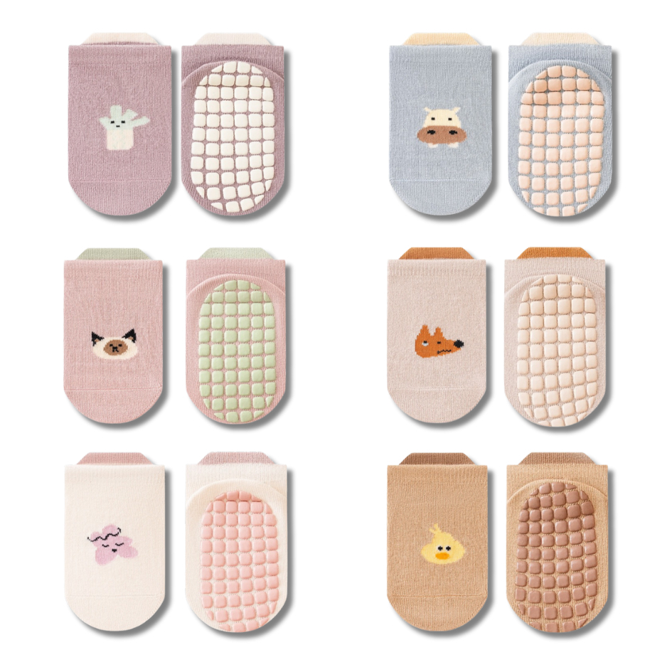 Set 3 Tất Thu Đông Cho Bé Chống Trơn Trượt 0-3 Tuổi Mẫu Hạt Vuông T66