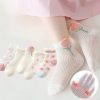 Set 5 Đôi Tất Lưới Thu Đông Cho Bé Gái 1-12 Tuổi Lưới Hoa T61