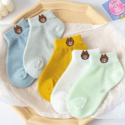 Set 5 Đôi Tất Lưới Thu Đông Cho Bé 0-6 Tuổi Mẫu Tất Lưới Gấu T91