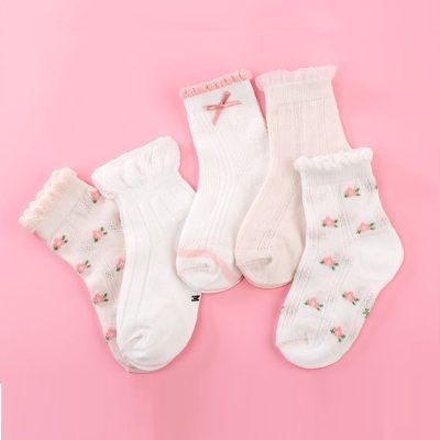 Set 5 Đôi Tất Lưới Thu Đông Cho Bé Trai Bé Gái 1-12 Tuổi Tiểu Thư T86