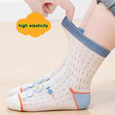 Set 5 Đôi Tất Lưới Thu Đông Cao Cổ Cho Bé Trai Bé Gái 1-12 Tuổi Mẫu Vịt Xanh T89