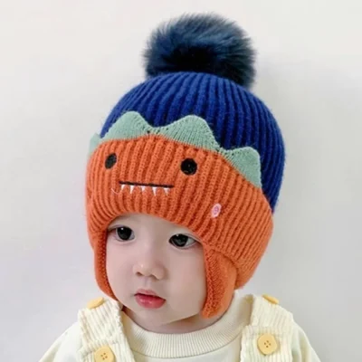 Mũ Len Cho Bé Trai Bé Gái 6-30 Tháng 1 Quả Bông Xù M58 - Ảnh 3