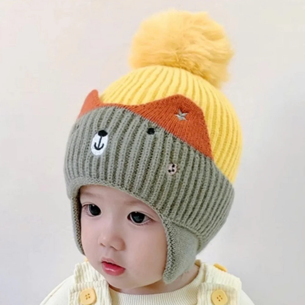Mũ Len Cho Bé Trai Bé Gái 6-30 Tháng 1 Quả Bông Xù M58 - Ảnh 5