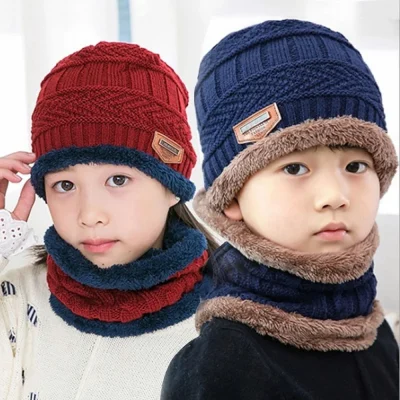 Mũ Len Cho Bé Kèm Khăn Quàng Cổ 7-15 Tuổi Mẫu Trơn M37 - Ảnh 8