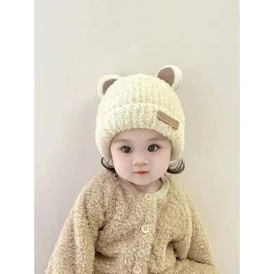 Mũ Len Cho Bé Trai Bé Gái Thu Đông 5-36 Tháng Tai Gấu Xù M59 - Ảnh 8