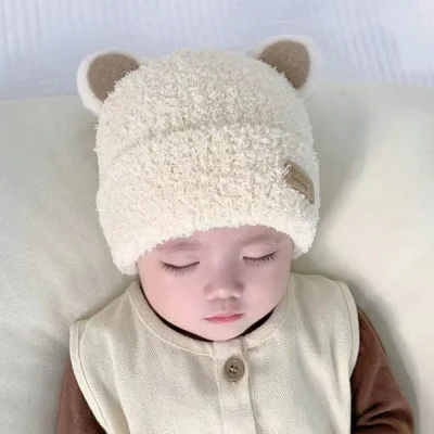 Mũ Len Cho Bé Trai Bé Gái Thu Đông 5-36 Tháng Tai Gấu Xù M59 - Ảnh 6