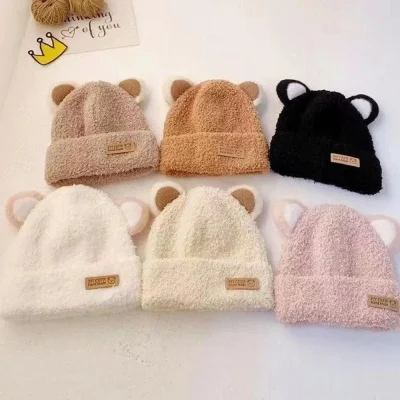 Mũ Len Cho Bé Trai Bé Gái Thu Đông 5-36 Tháng Tai Gấu Xù M59