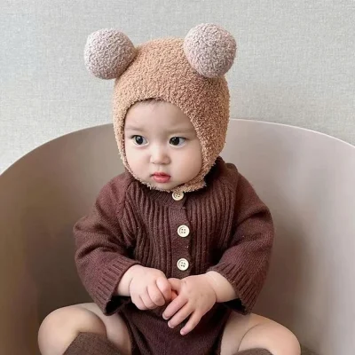 Mũ Len Lông Cừu Cho Bé 3-24 Tháng Quả Tròn Cài Cúc M56 - Ảnh 6