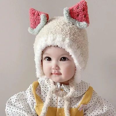 Mũ Len Cho Bé Hình Hoa Quả Có Dây Buộc 6-36 Tháng Mẫu M13 - Ảnh 7