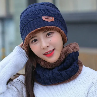 Mũ Len Nam Nữ Hàn Quốc Kèm Khăn Quàng Cổ TRƠN ML83 - Ảnh 2