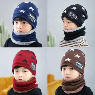 Mũ Len Cho Bé Kèm Khăn Quàng Cổ 7-15 Tuổi Mẫu Ngôi Sao M24