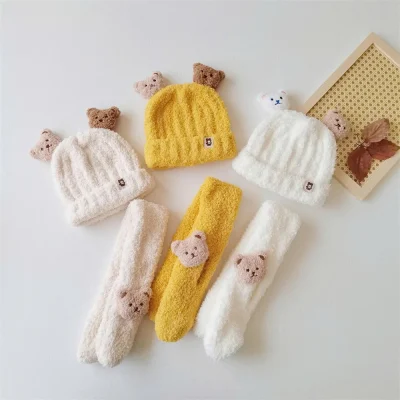 Mũ Len Gấu 3D Lông Cừu Cho Bé Kèm Khăn Quàng Cổ 5-24 Tháng M65 - Ảnh 2