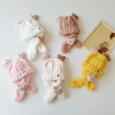 Mũ Len Gấu 3D Lông Cừu Cho Bé Kèm Khăn Quàng Cổ 5-24 Tháng M65 - Ảnh 5