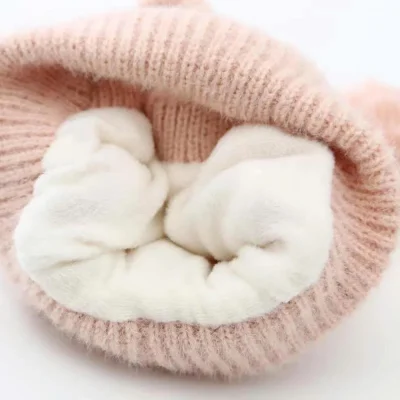 Mũ Len Trùm Đầu Cho Bé Trai Bé Gái 2 Lớp 0-12 Tháng Mẫu Gấu M66 - Ảnh 3