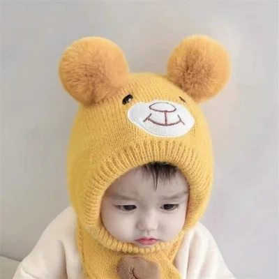 Mũ Len Trùm Đầu Cho Bé Trai Bé Gái 2 Lớp 0-12 Tháng Mẫu Gấu M66 - Ảnh 6