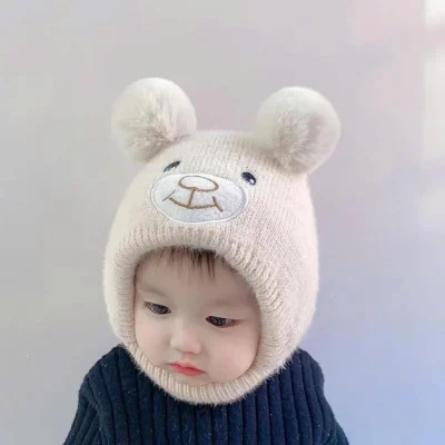Mũ Len Trùm Đầu Cho Bé Trai Bé Gái 2 Lớp 0-12 Tháng Mẫu Gấu M66 - Ảnh 7