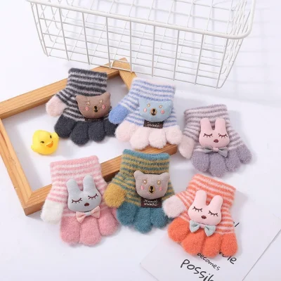 Găng Tay Len Mùa Đông Thỏ Gấu Cho Bé 2-4 Tuổi GB04
