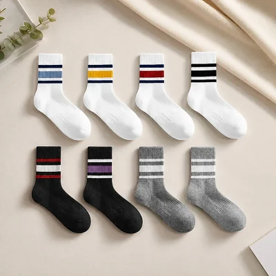 Set 5 Đôi Tất Lưới Thu Đông Thoáng Khí Cho Bé Trai Bé Gái 1-12 Tuổi Mẫu Sọc Thể Thao T29 - Ảnh 6