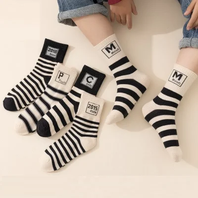 Set 5 Đôi Tất Cao Cổ Thu Đông Cho Bé Trai Bé Gái 1-12 Tuổi Chữ Số Plant T42