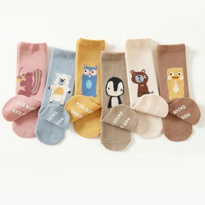 Set 5 Đôi Tất Chống Trơn Trượt Thu Đông Cao Cổ Cho Bé 0-5 Tuổi Mẫu Họa Tiết Hoạt Hình T35 - Ảnh 2