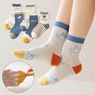 Set 5 Đôi Tất Lưới Thu Đông Cho Bé 1-12 Tuổi Mẫu Cáo Nhỏ Thoáng Khí T30 - Ảnh 4