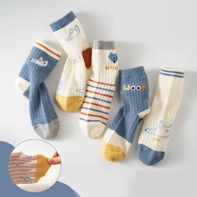 Set 5 Đôi Tất Lưới Thu Đông Cho Bé 1-12 Tuổi Mẫu Cáo Nhỏ Thoáng Khí T30 - Ảnh 2