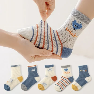 Set 5 Đôi Tất Lưới Thu Đông Cho Bé 1-12 Tuổi Mẫu Cáo Nhỏ Thoáng Khí T30 - Ảnh 8