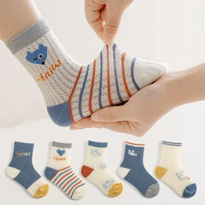 Set 5 Đôi Tất Lưới Thu Đông Cho Bé 1-12 Tuổi Mẫu Cáo Nhỏ Thoáng Khí T30 - Ảnh 7