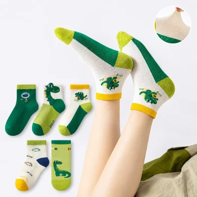 Set 5 Đôi Tất Lưới Cho Bé Trai Bé Gái 1-12 Tuổi Mẫu Khủng Long T24 - Ảnh 6