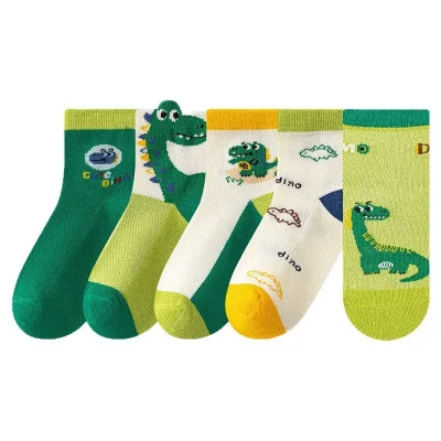 Set 5 Đôi Tất Lưới Cho Bé Trai Bé Gái 1-12 Tuổi Mẫu Khủng Long T24 - Ảnh 3