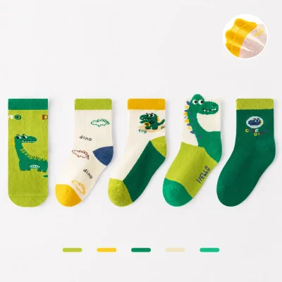 Set 5 Đôi Tất Lưới Cho Bé Trai Bé Gái 1-12 Tuổi Mẫu Khủng Long T24 - Ảnh 9