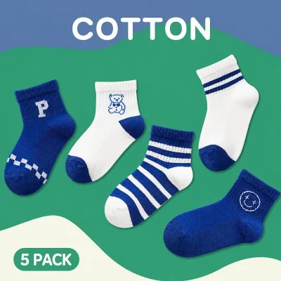 Set 5 Đôi Tất Cho Bé Trai Bé Gái 1- 12 Tuổi Thoáng Khí Họa Tiết Gấu Cute T26 - Ảnh 6