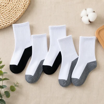 Set 5 Đôi Tất Thu Đông Cho Bé 1 - 12 Tuổi Mẫu Hai Màu Sáng Tối T28