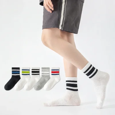 Set 5 Đôi Tất Lưới Thu Đông Thoáng Khí Cho Bé Trai Bé Gái 1-12 Tuổi Mẫu Sọc Thể Thao T29 - Ảnh 9