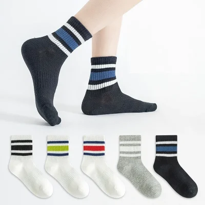 Set 5 Đôi Tất Lưới Thu Đông Thoáng Khí Cho Bé Trai Bé Gái 1-12 Tuổi Mẫu Sọc Thể Thao T29 - Ảnh 8